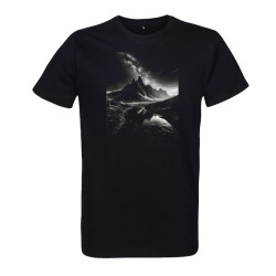 t-shirt homme noir imprimé montagne noire