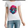 t-shirt femme 100% coton bio couleur blanc crane hipster