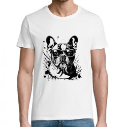 T shirt Bouledogue Français lunettes splash pour homme