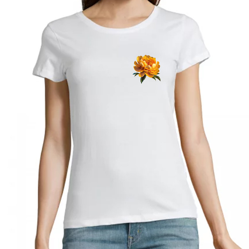 T Shirt Pivoine coeur pour femme