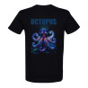 T shirt octopus noir pour homme imprimé  pieuvre bioluminescente