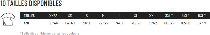 guide des tailles regent unisexe